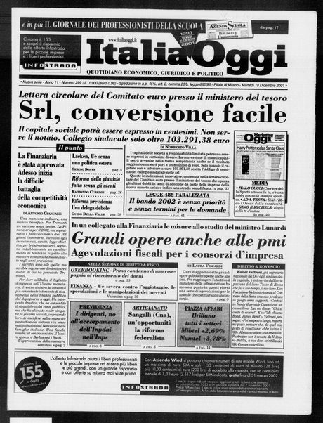 Italia oggi : quotidiano di economia finanza e politica